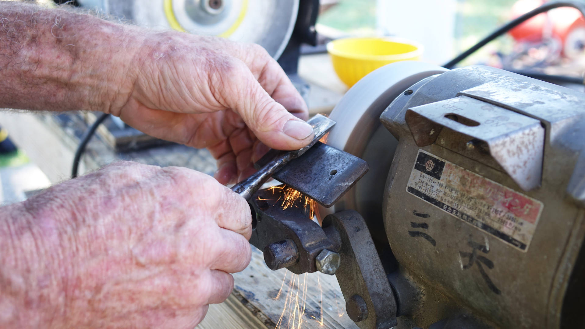 A demonstration of sharpening a chisel